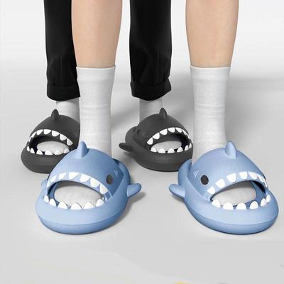 Fashion Shark Slippers For Women Men Outdoor Beach Slides Bathroom Non-slip Thick Sandals Home Couple Flat Shoe Shark Flip Flops