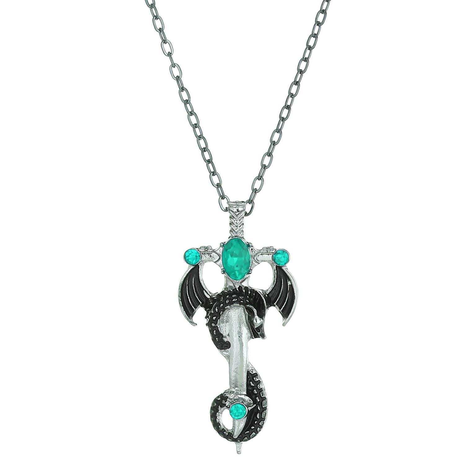 

Vintage Goth Dragon Winding Sword Cross Necklace for Women New Trendy Crystal Couple Pendant Men s Punk Jewelry Holiday Gifts