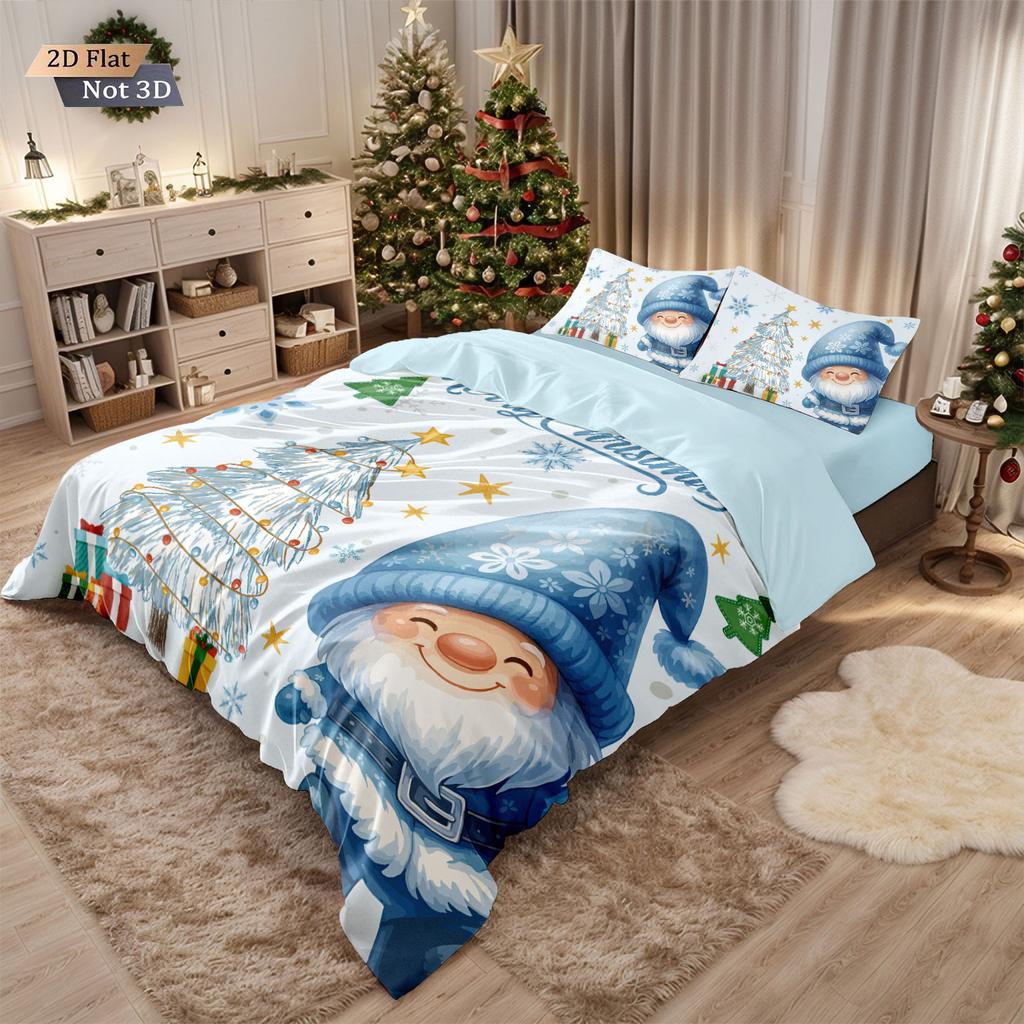 3pcs Merry Christmas Blue goblin print coreless duvet cover set multi size dormitory bedding holiday decoration machine washable