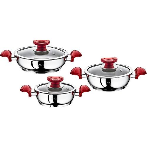 

Набор сковородок из 6 предметов Oms Steel, красный