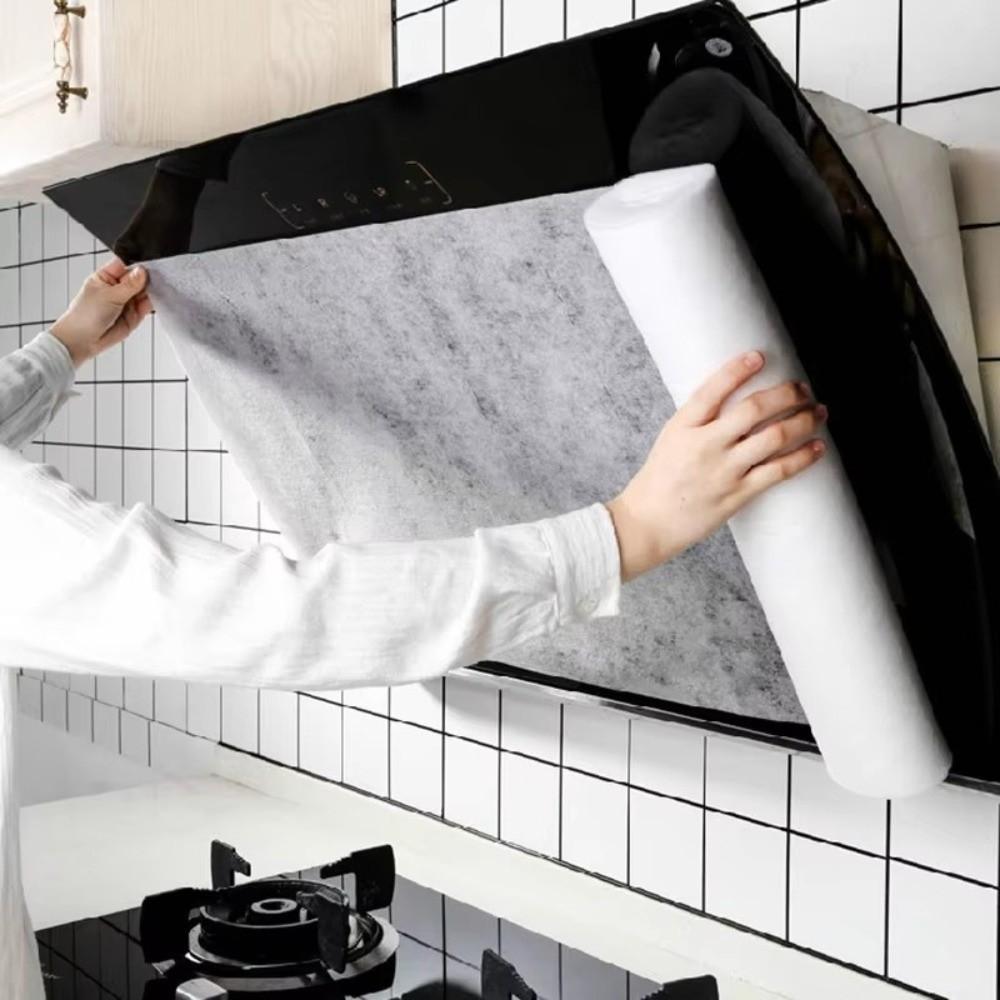 Non-woven Disposable Oil Filter Paper 5/10m Extractor Fan Filter Kitchen Hood Oil Stickers  Home
