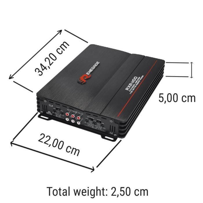 1 Amplificateur RENEGADE RXA1100 RXA 1100 4 Canaux Classe A/b 4 X 135 Watts Rms 4 X 275 Watts Max Bass Boost Spl Noir, 1 Pièce