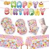 Cartoon Baozi Party Decor Set Squeeze Theme Cake Toppers New Birthday Banner Kits  For Boys Girls