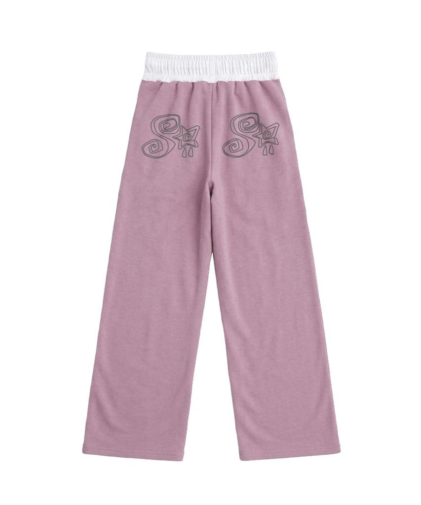 PAGESIISII Sisi Star Print Obi Color Block Sweatpants Pink