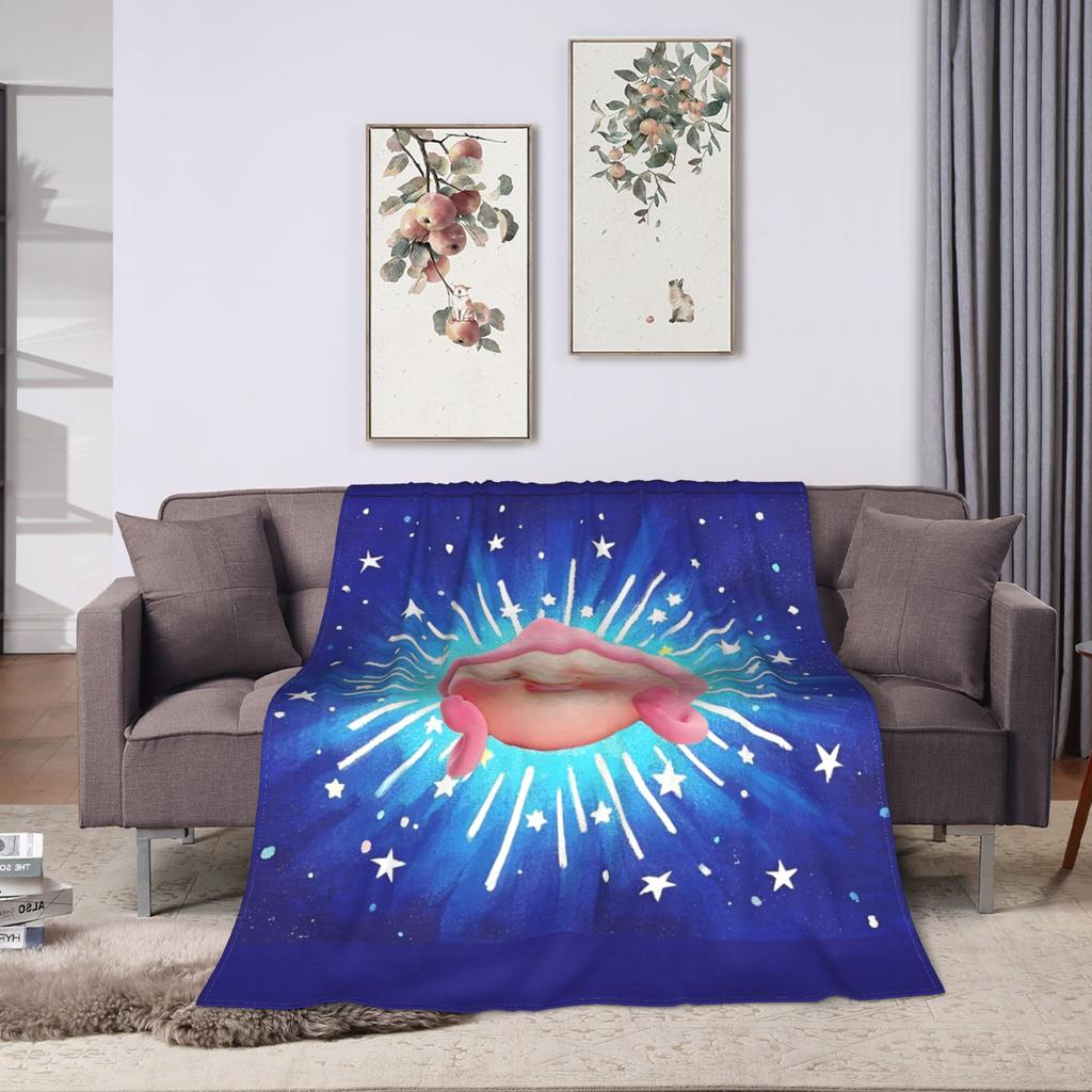 K-Kobito Zukan Peach Plush Blanket Girls Boys  Flannel Throw Blanket For Living Room Warm Quality Bedspread Birthday Present