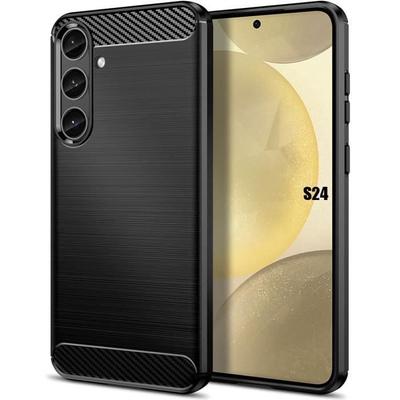 Protective Case - BOOLING - for Samsung Galaxy S24 - Flexible - Carbon Effect - Black