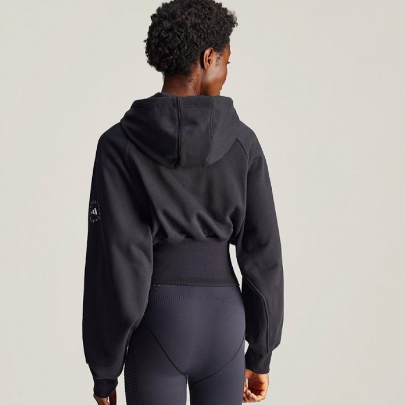 Adidas Stella Cropped Hoodie   Black Jg1543