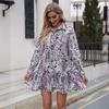 Women's Autumn/winter Snakeskin Print Long-sleeved Dress