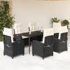 VidaXL Garden Dining Set Cushions 7pcs Black Wicker 3212728