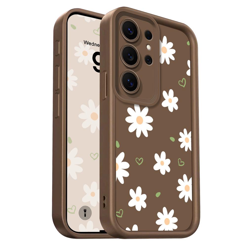 

Floating Daisies Phone Case For Samsung Galaxy S26 S25 S24 FE Plus Ultra 5G Staircase Soft Cover Samsung S25 коричневый