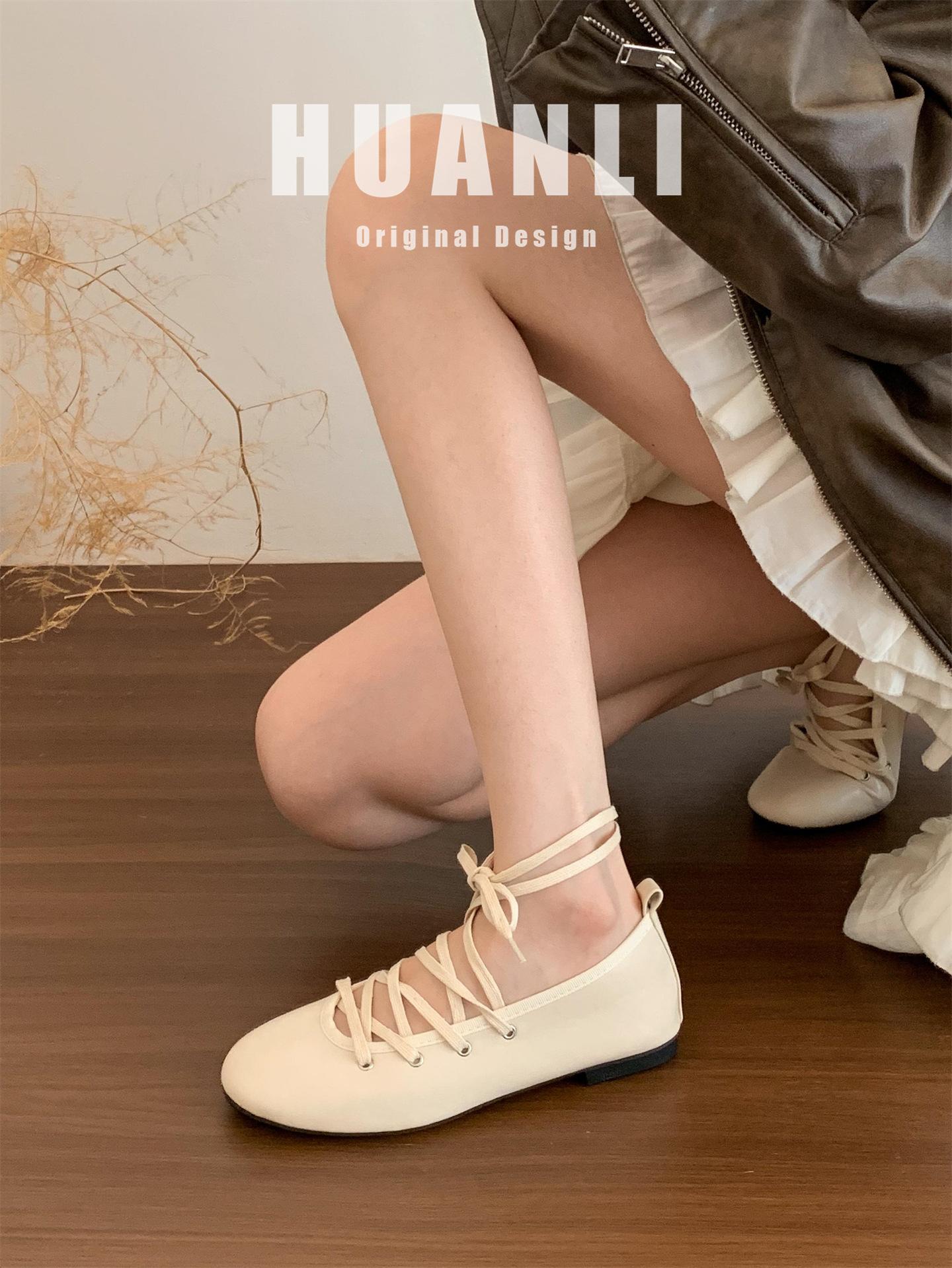 Xieyiren soft~ French retro light mouth ballet shoes women s autumn cross strap flat sole shoes light mouth soft 35
