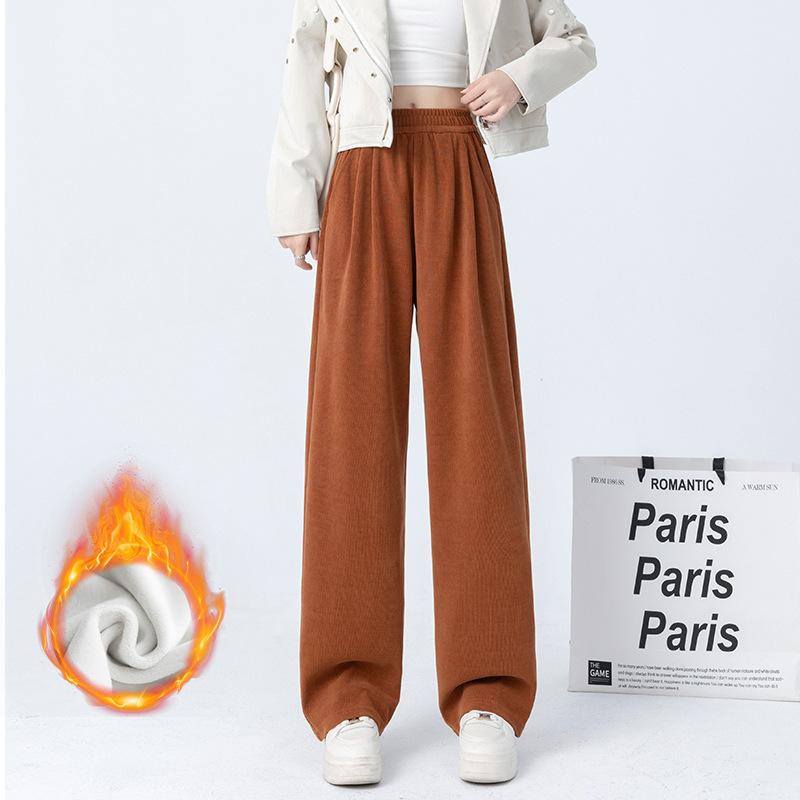 Maillard autumn and winter thickened thermal pants fleece sweatpants high waist straight pants casual wide-leg pants