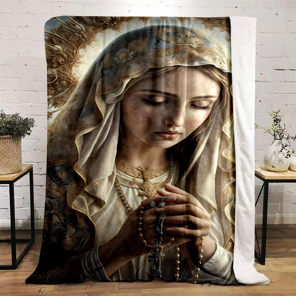 Religious Madonna Prayer Shawl Blanket Printed Blanket for Living Room Bed Couch lunch break Soft Cozy Blanket for Friend's festival Gift