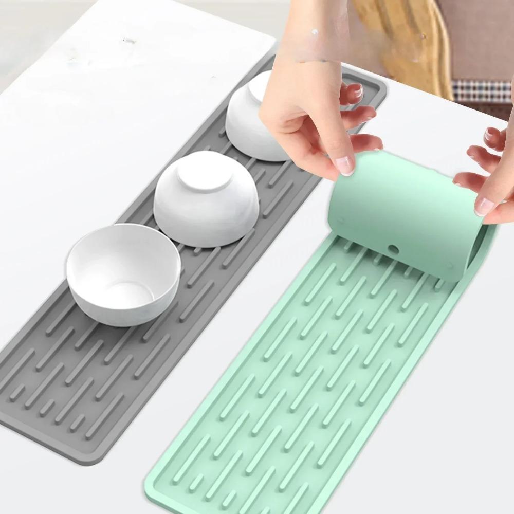55/35cm Silicone Tableware Cushion Kitchenware Protection Mat Anti Slip Sink Tray Dish Drying Cushion Pad Storage Sink Drain Mat