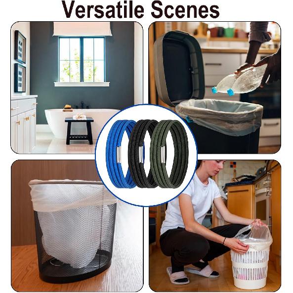 Trash Can Rubber Bands, Fit 13-30 Gallon Garbage Can, Set of 3 Elastic Trash Can Bands Heavy Duty for Kitchen Bathroom, Garbage Bin & Litter Box