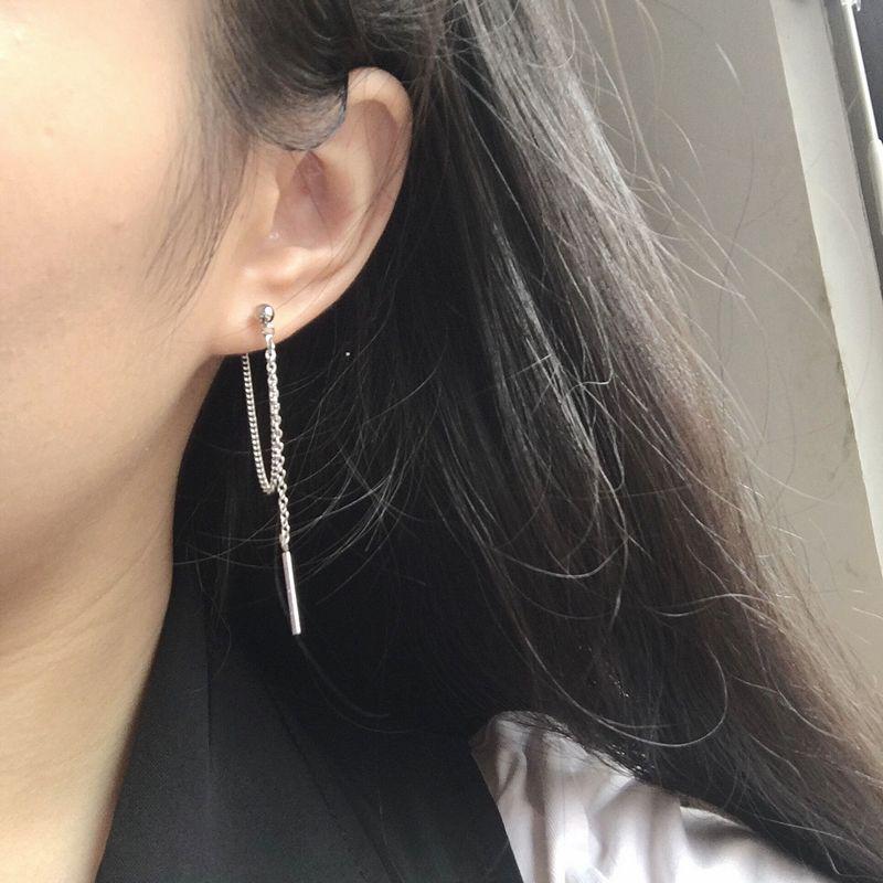 Korean Jewelry Women Long Tassel Drop Earrings Chain Metal Texture Dangle Brincos Statement Earrings Bijoux Gift EB126