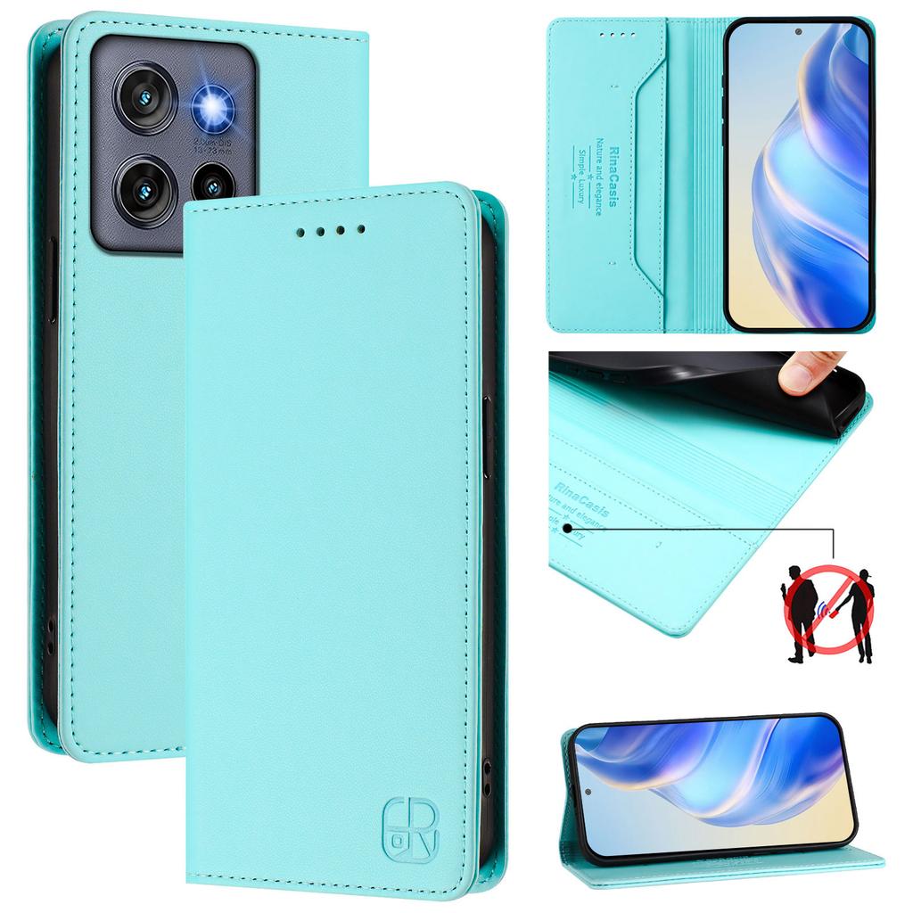 For Motorola Moto S50 5G/Motorola Edge 50 Neo 5G/Motorola ThinkPhone 25 5G Leather Case RINACASIS RC01 Phone Cover with RFID Blocking Wallet Stand