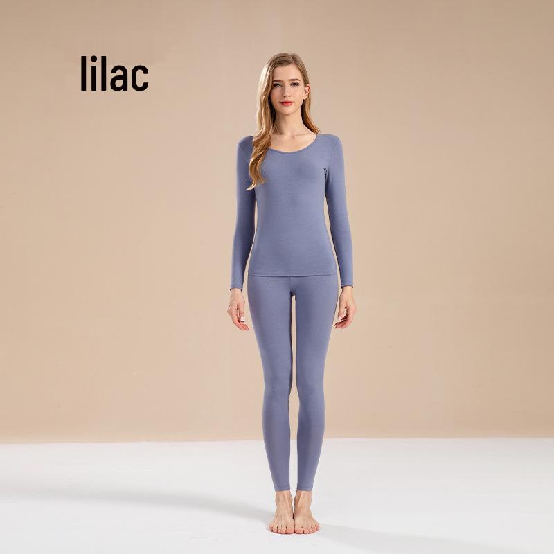 Ensemble d'automne pour femmes en pur coton uni: Couche de base, Pull, Pantalon, Sous-vêtements chauds fins pour filles