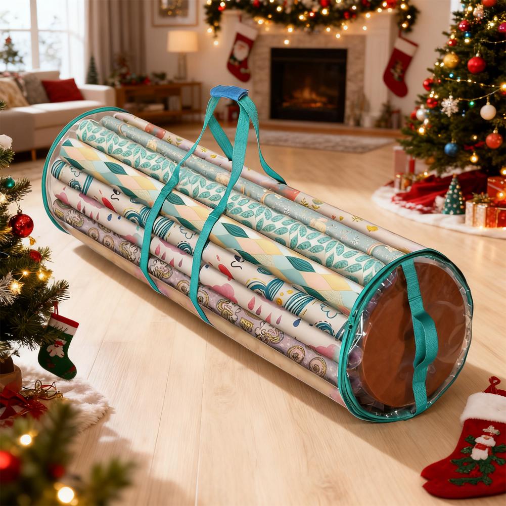 Tote Holiday Wrap Storage Zippered Wrapping Paper Bag Wrapping Paper Storage Solution Gift Wrap Roll Container for Christmas