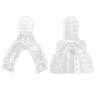 Vassoio per impronte dentali Vassoio per stampi per denti in plastica trasparente perforato usa e getta per la riparazione di protesi