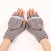 New Short Woolen Fingerless Gloves with Flip-top Fringes for Autumn and Winter Warm and Fashionable Knitted Half Finger Sleeves for Women