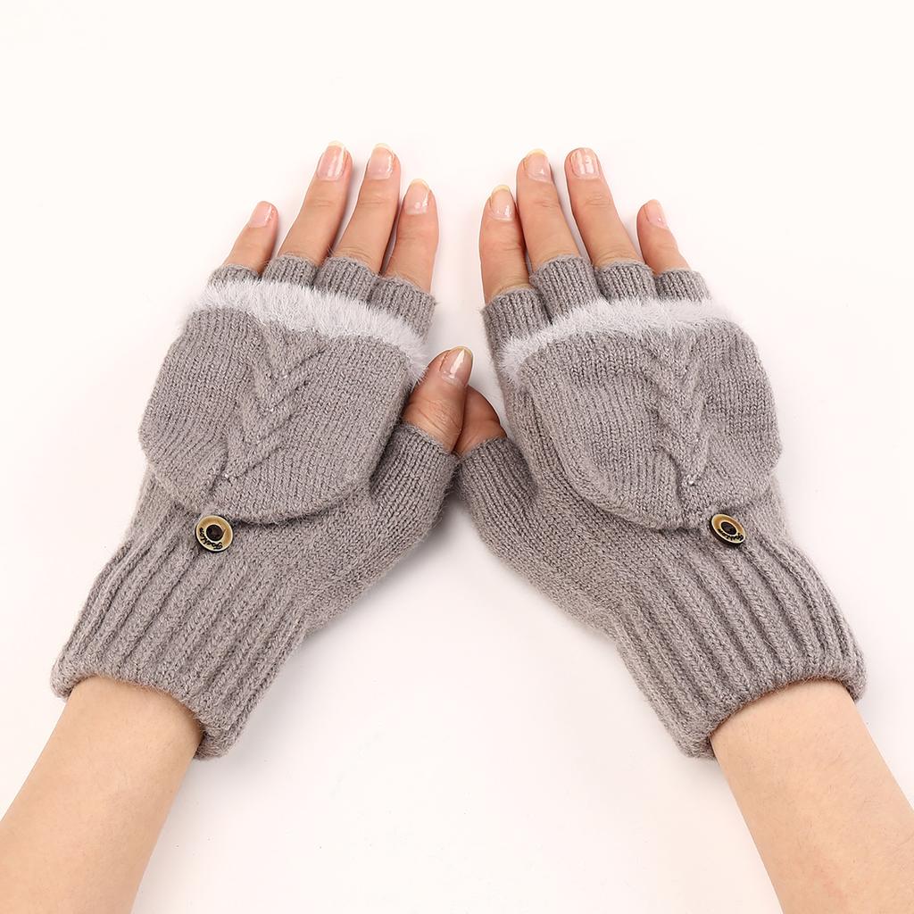 New Short Woolen Fingerless Gloves with Flip-top Fringes for Autumn and Winter Warm and Fashionable Knitted Half Finger Sleeves for Women