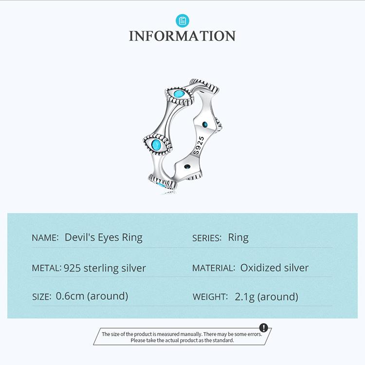 WOSTU Teufelsaugen-Ring aus 925er-Sterlingsilber für Damen, Größe 6–8, modisches Hochzeitsgeschenk, Ewigkeitsbänder, türkisfarbene Anillos