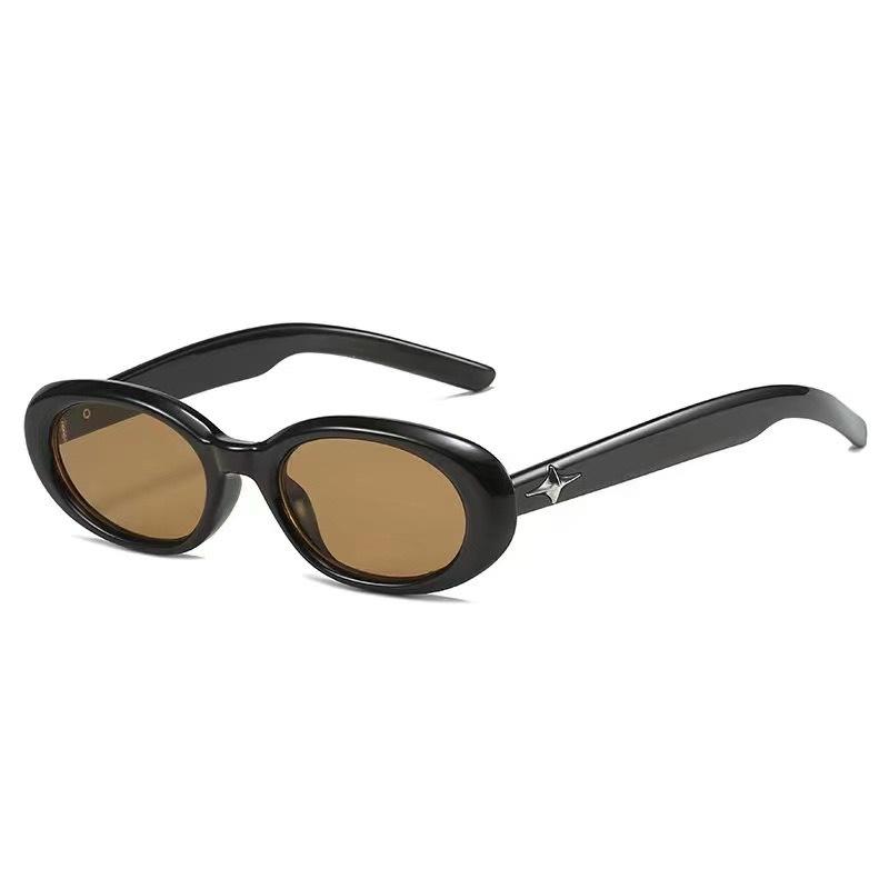 Y2K Fashion Sweet Cool Spicy Girl Sunglasses For Women Men Premium Retro Oval Laser Pink Shade For Women Small Frame Star Decorative Sun Glasses