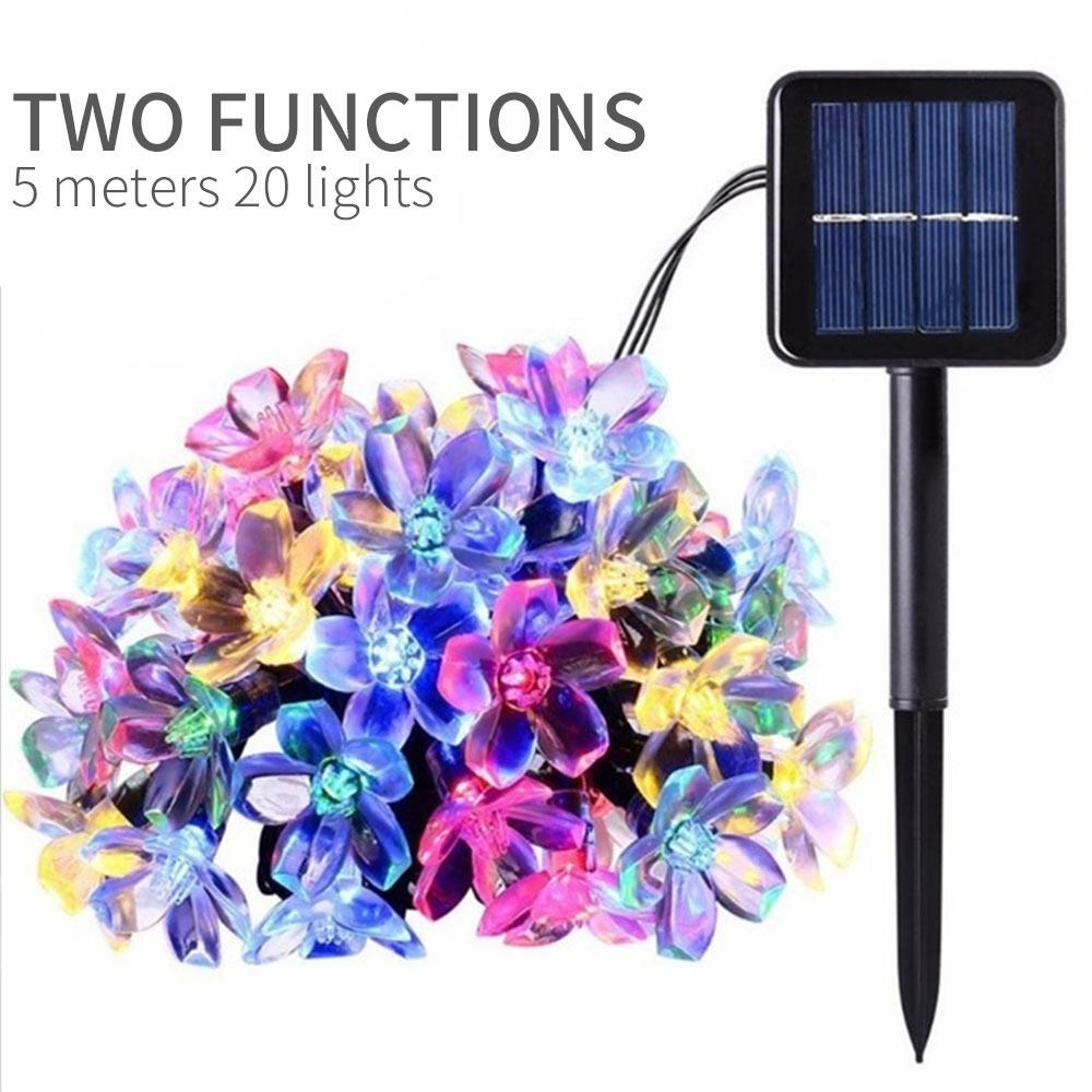 Outdoor Garden Sakura Flower Solar Lamp 10/20/50LED String Fairy Lights Solar Garlands Garden Christmas Courtyard Decor