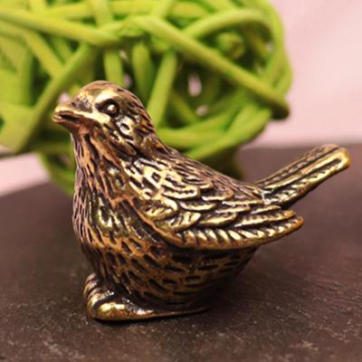 Soška vrabce, Mosazná figurka, Stolní dekorace, Sběratelská Feng Shui dekorace Antická ozdoba pro