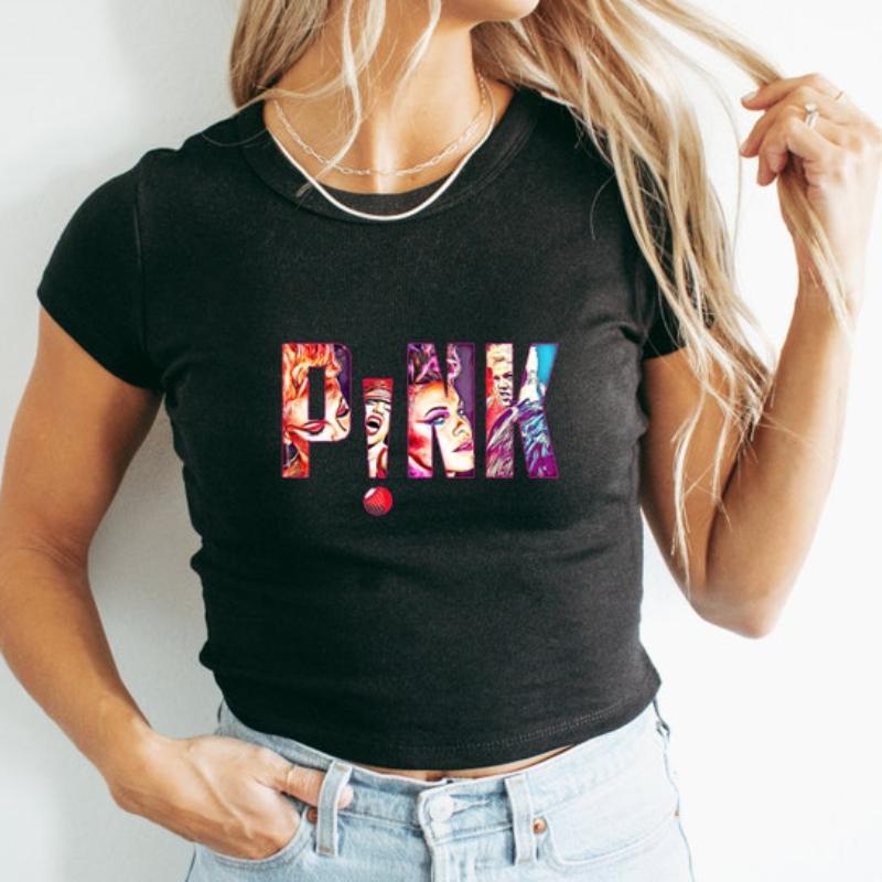 Pnk Cropped T Shirt Summer Carnival Tour Pink Tour Iconic Pnk Merch Tshirt Aesthetic Clothes Oversized T Shirt Tops