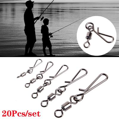 Solid Ring Stainless Steel Bearing Barrel Rolling Swivel Fishing Snap Connector Heavy Duty Ball