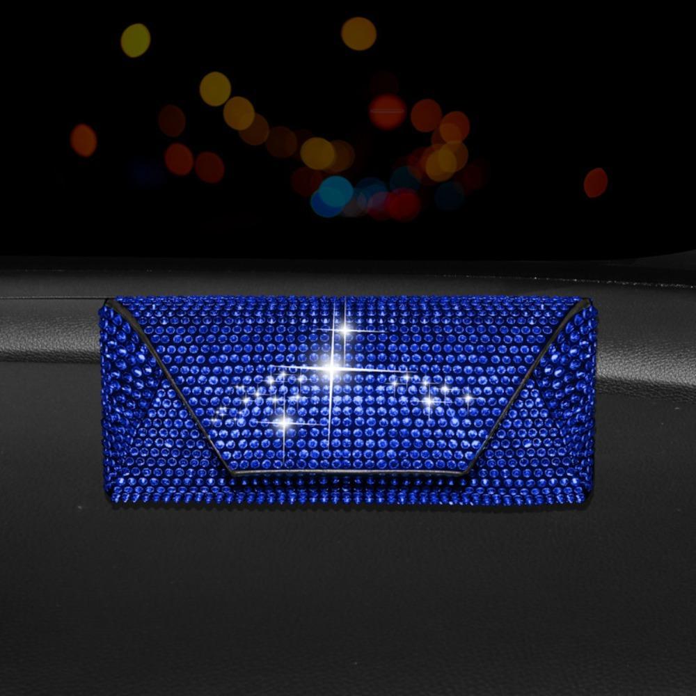 Portable Shiny Diamond Car Glasses Case Crystal Bling Rhinestone Sunglasses Box Sunglasses Storage Box Men
