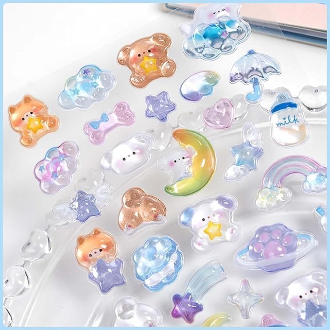 Rignrtim Sticker Set of 10 Sheets Kids' Smartphone Case Decoration Notebook DIY Gift Easy to Peel