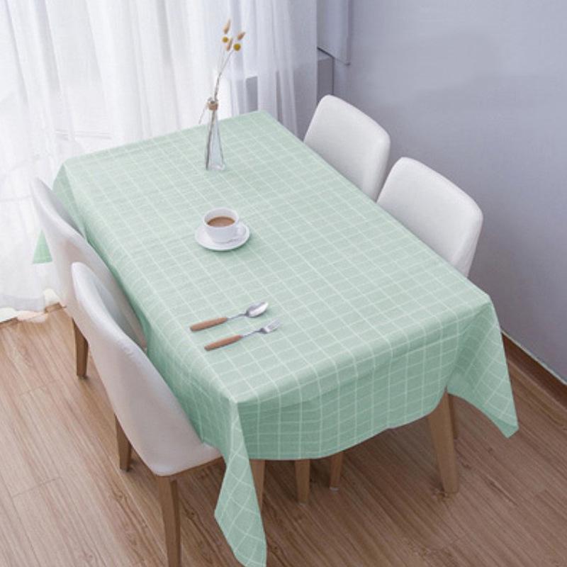 PEVC Nordic Style Waterproof Oil-Proof Plaid Tablecloth for Dining and Coffee Tables