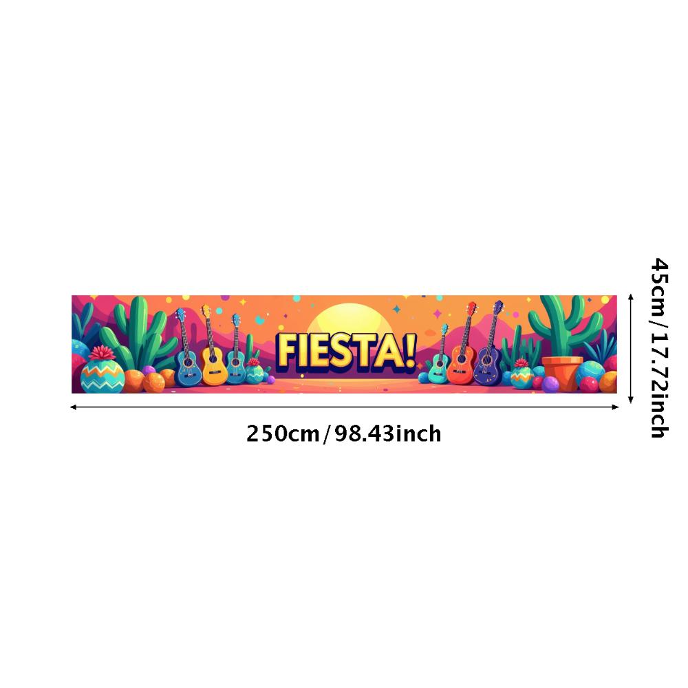Fiesta Party Banner Vibrant Mexican Cactus Floral Festive Event Backdrop Celebration Decorations Photography Background Props
