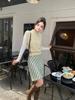 Korean Style 2025 Autumn/Winter Retro Green Plaid Skirt