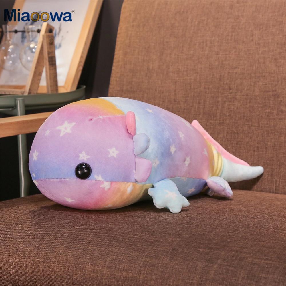 37 -58cm Rainbow Dinosaur Fish Plush Toys Colorful Giant Salamander Stuffed Doll Soft Animal Sleep Pillow Cute Gift For Kids Girl