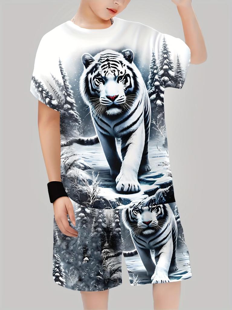 Summer New Casual D Printing Short-sleeved Suit Y Children's Suit Cartoon Letter New