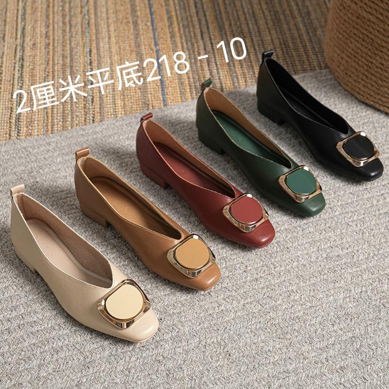 Women's square toe low heels solid color retro Casual flat shoes sizes 34-43 Hot sales 2024 women's MARY JANES high heels shoes