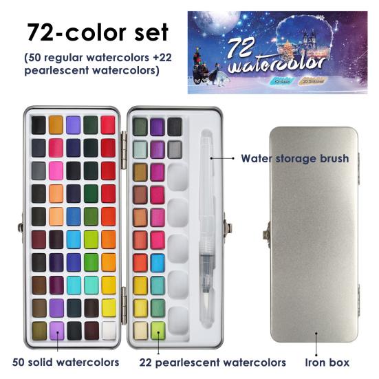 1 Set Solid Watercolor Set Solid Concentration 50/72/90 Colors DIY Portable Artist