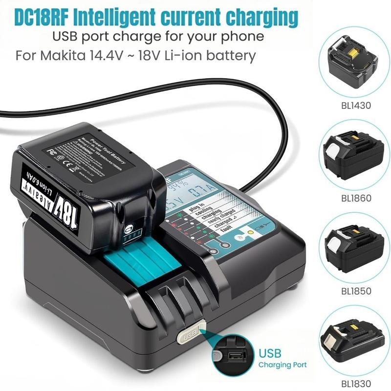 DC18RF Li-ion Battery Charger 3.5A Charging Current for Makita 14.4V 18V BL1830 Bl1430 DC18RC DC18RA Power tool with USB EU PLUG