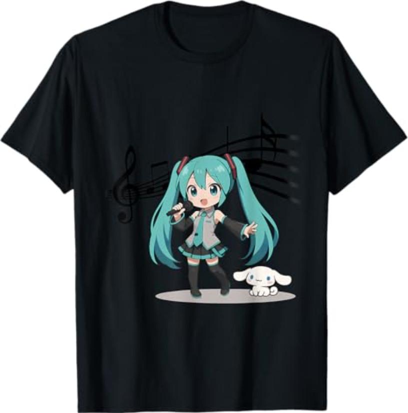 Anime Manga Girl Miku Singer Singing Music Lover Treble Clef T-Shirt S разноцветный