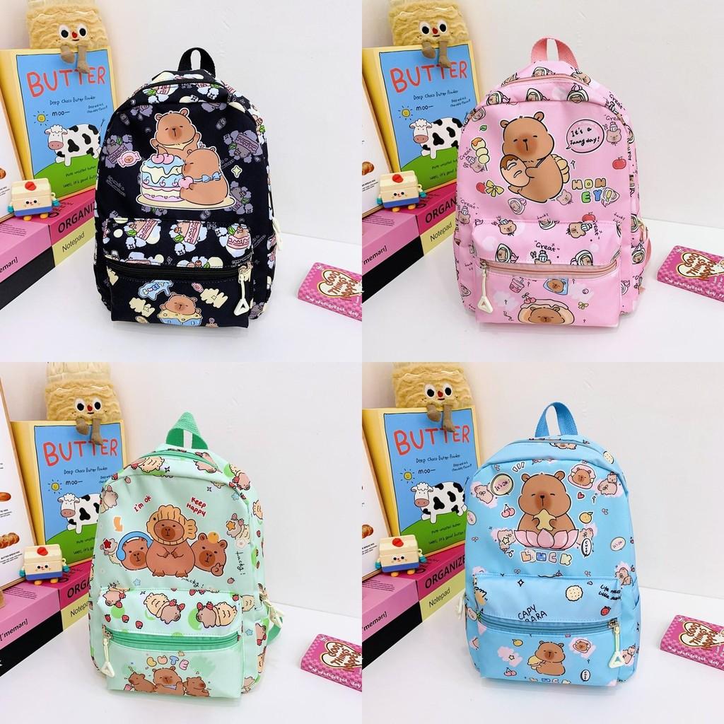 Pattern Capybara Cartoon Backpack Large Capacity Shoulders Bag Gift Children