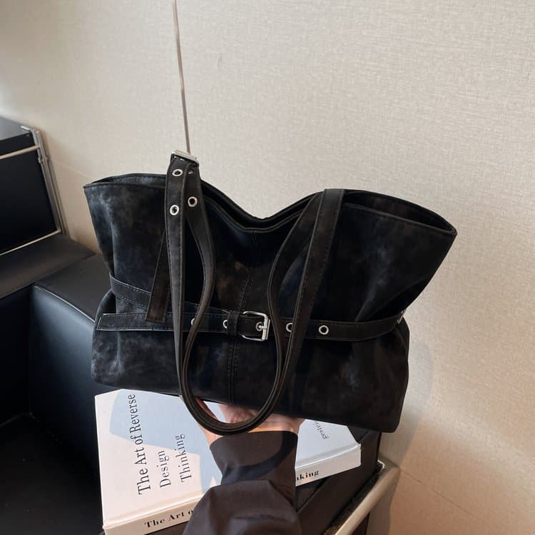 Ladies Vintage Large Capacity Belt Buckle Tote Bag