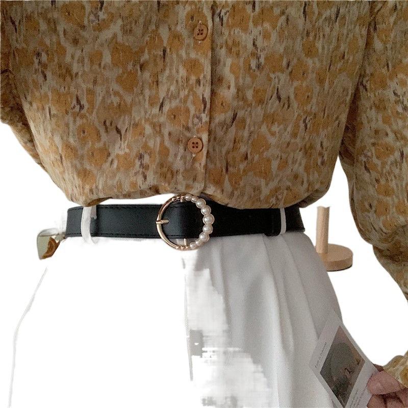 Womens Fashionable Musthave Pu Jeans Belt With Retro Pearl Design Available In Elegant Colors For Trendy Outfits