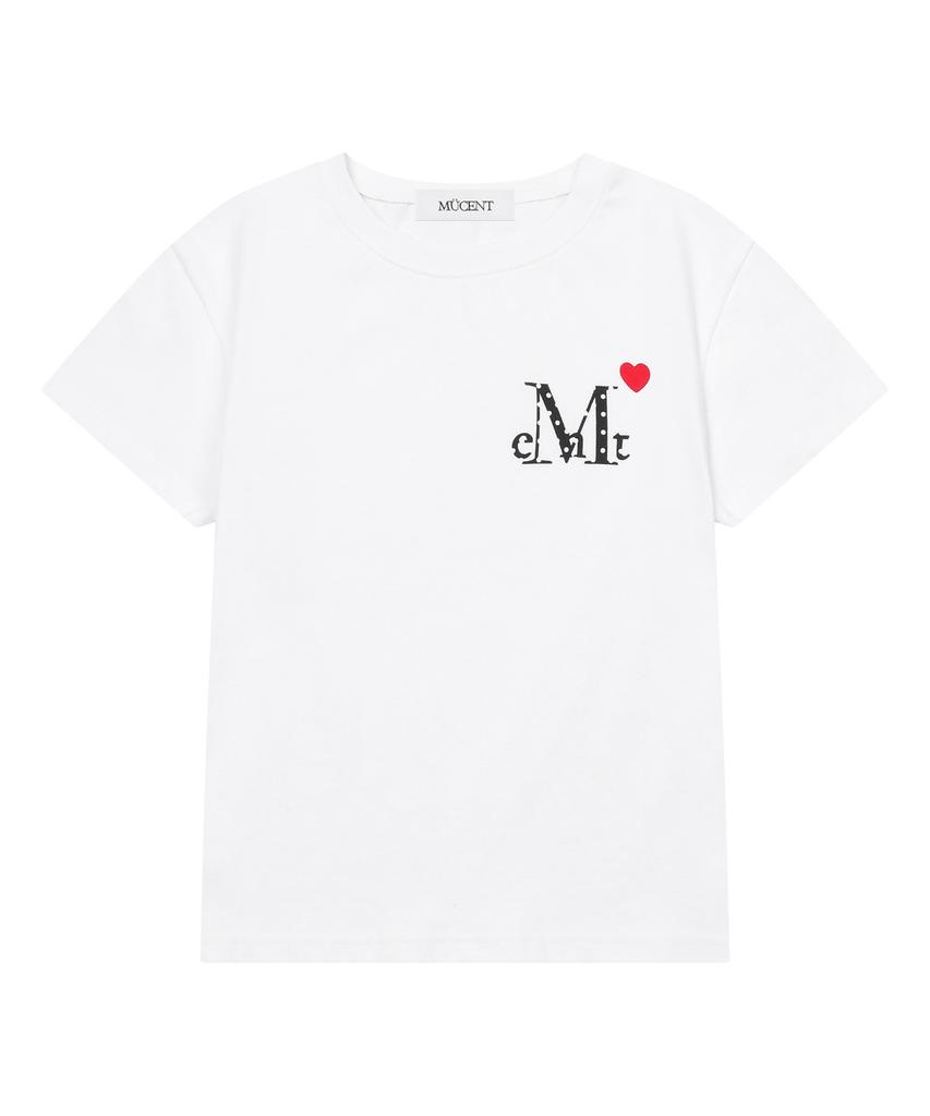 Mucent Lovelitz Mini Heart Logo Round Neck Crop Short Sleeve Tee (2 Colors)