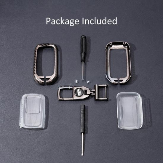 Für Honda Accord Civic CRV Kohlefaser Metall Auto Smart Key Fob Kette Abdeckung Hülle