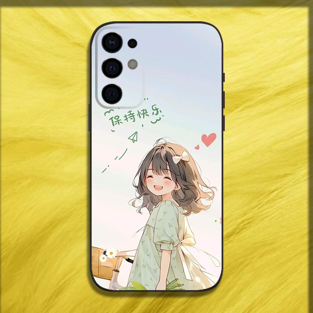 Cute Kid Girl Dog Phone Case For Samsung S25,S24,S21,S22,S23,S30,Ultra,S20,Plus,Fe,Lite,Note,10,9,5G Black Soft Cover