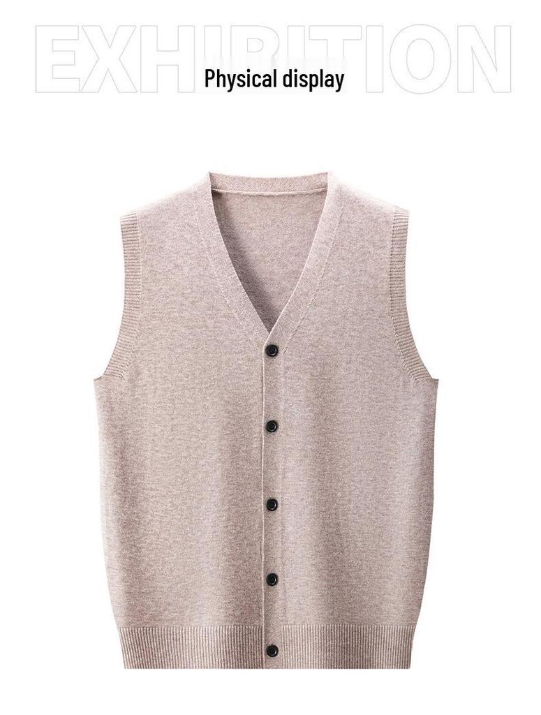 Men's Autumn Knit Cardigan Vest - Warm & Sleeveless